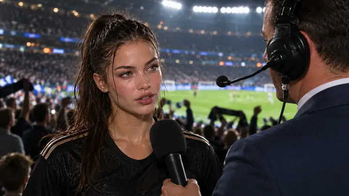 Ein Porträt in einem voll besetzten Stadion während einer Live-Sportveranstaltung.
